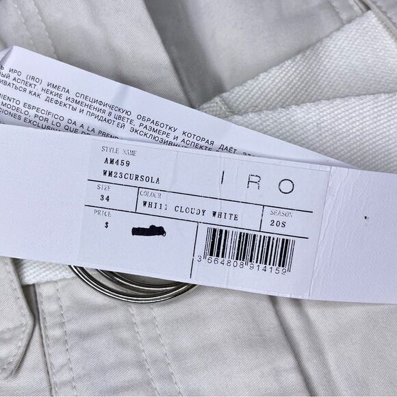 NEW IRO Cursola Belted Paperbag Waist Ankle Pants Cloudy White Size 2 - Picture 10 of 13